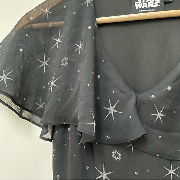 Star Wars Women's Black Imperial Galactic Empire Chiffon Dress Size Small Stars - Picture 7 of 12